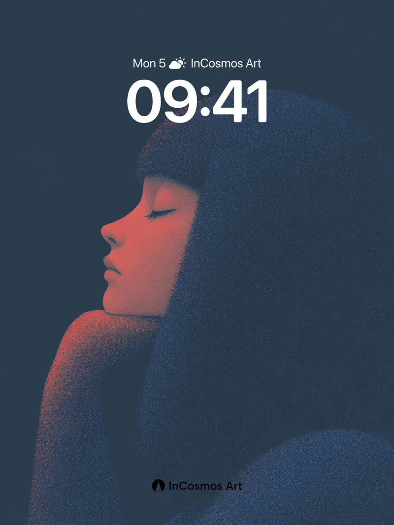 Serenity Portrait Wallpaper with Crimson Light Veil