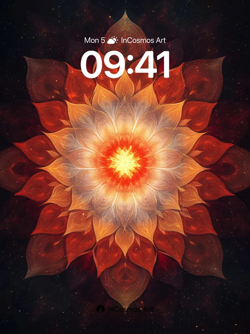 Cosmic Bloom Wallpaper with Fiery Core wallpaper for iPhone, iPad & Mac