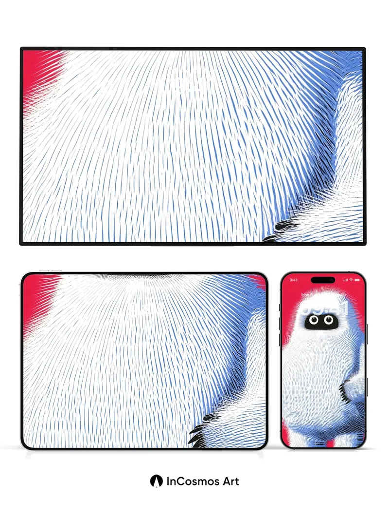 Fuzzy Circuit Wallpaper with Glowing Eyes