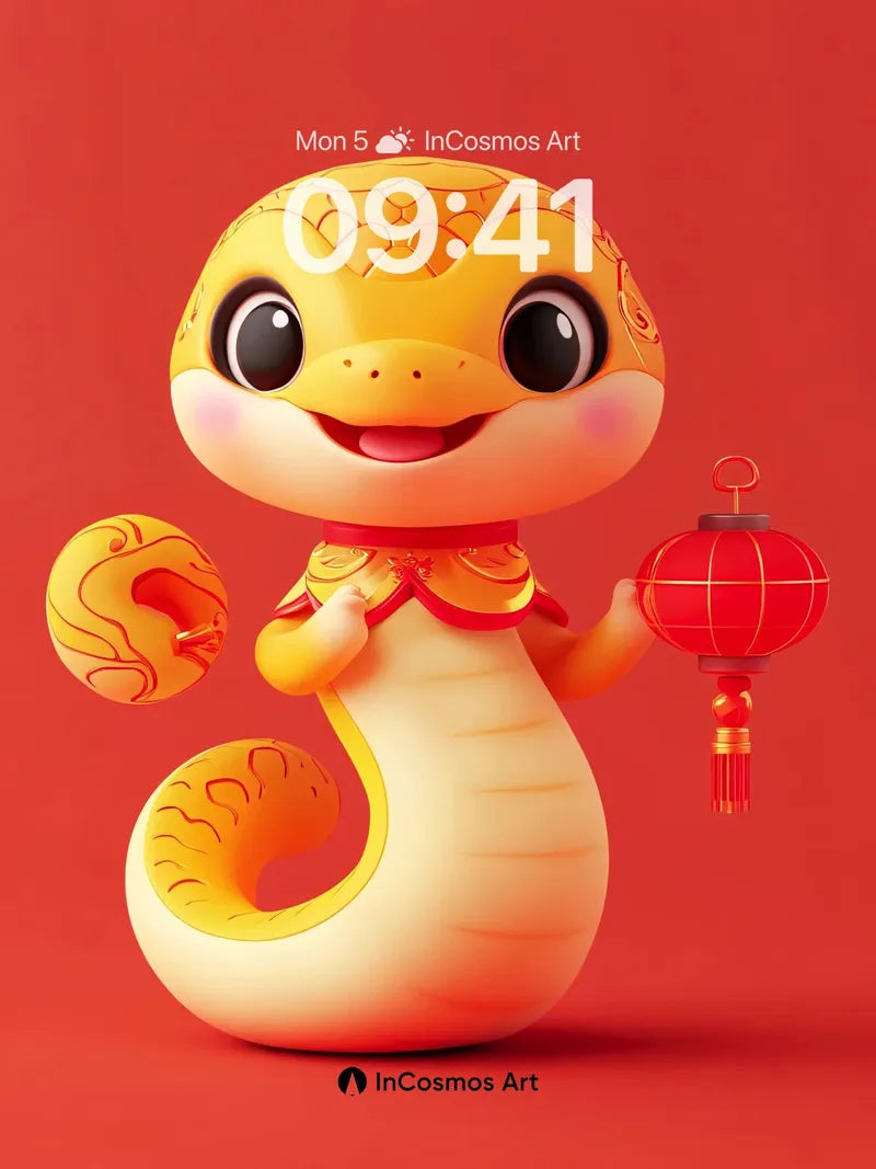 Playful Serpent Wallpaper with Lantern Glow wallpaper for iPhone, iPad & Mac