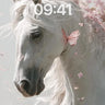 Serenity of the White Steed Wallpaper with Fluttering Petals wallpaper for iPhone, iPad & Mac