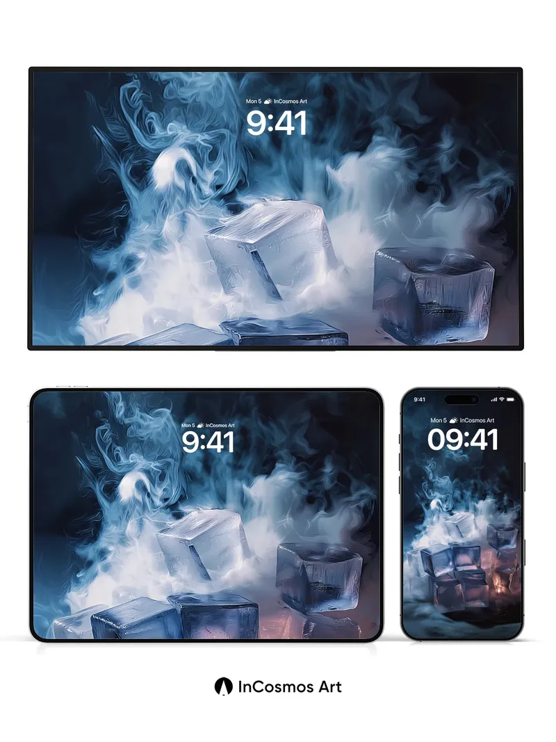 Frost Veil Wallpaper with Ghostly Smoke