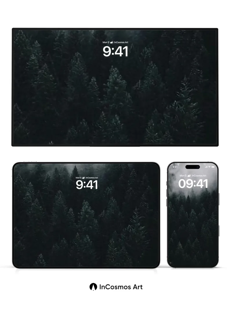 Whispering Pines Wallpaper in Misty Depths