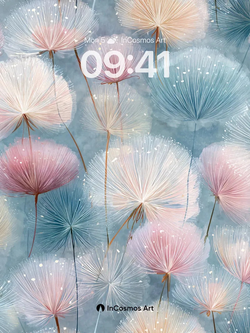 Whispering Dandelion Wallpaper in Soft Hues wallpaper for iPhone, iPad & Mac