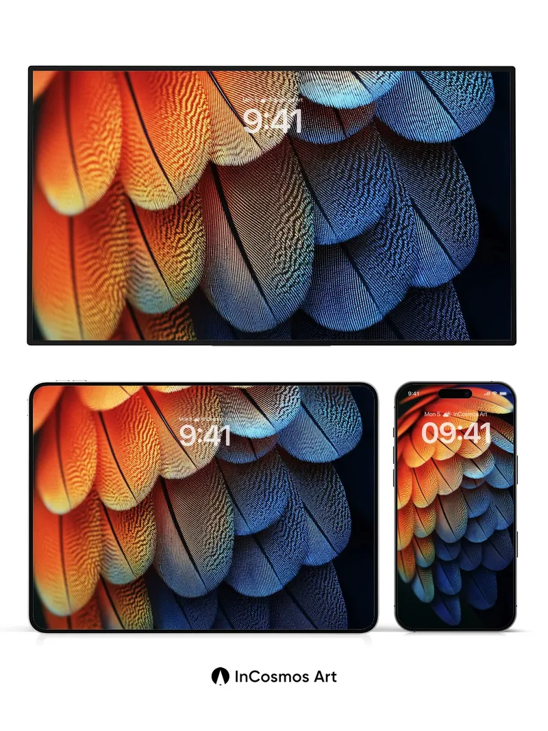 Radiant Feather Wallpaper with Living Light