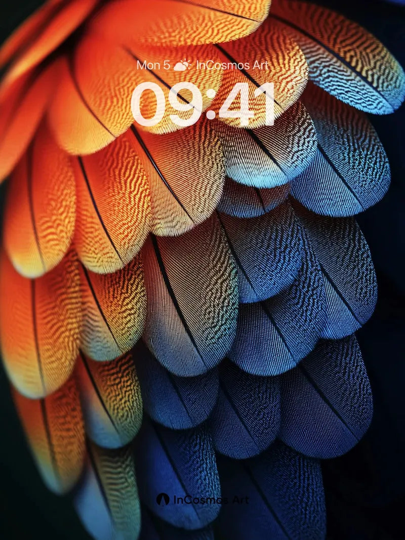 Radiant Feather Wallpaper with Living Light