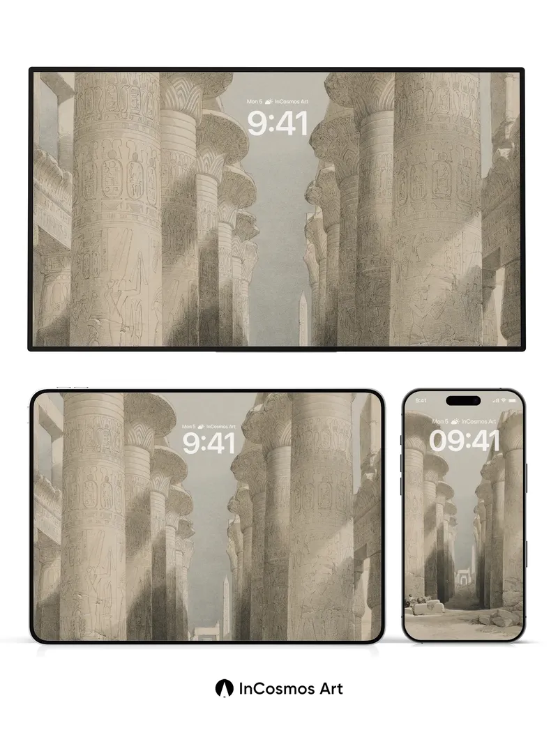 Echoes of Stone Wallpaper with Hieroglyphic Whispers