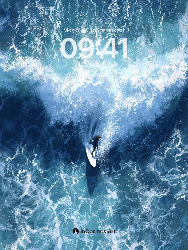 Cerulean Surge Wallpaper with Wave's Breath