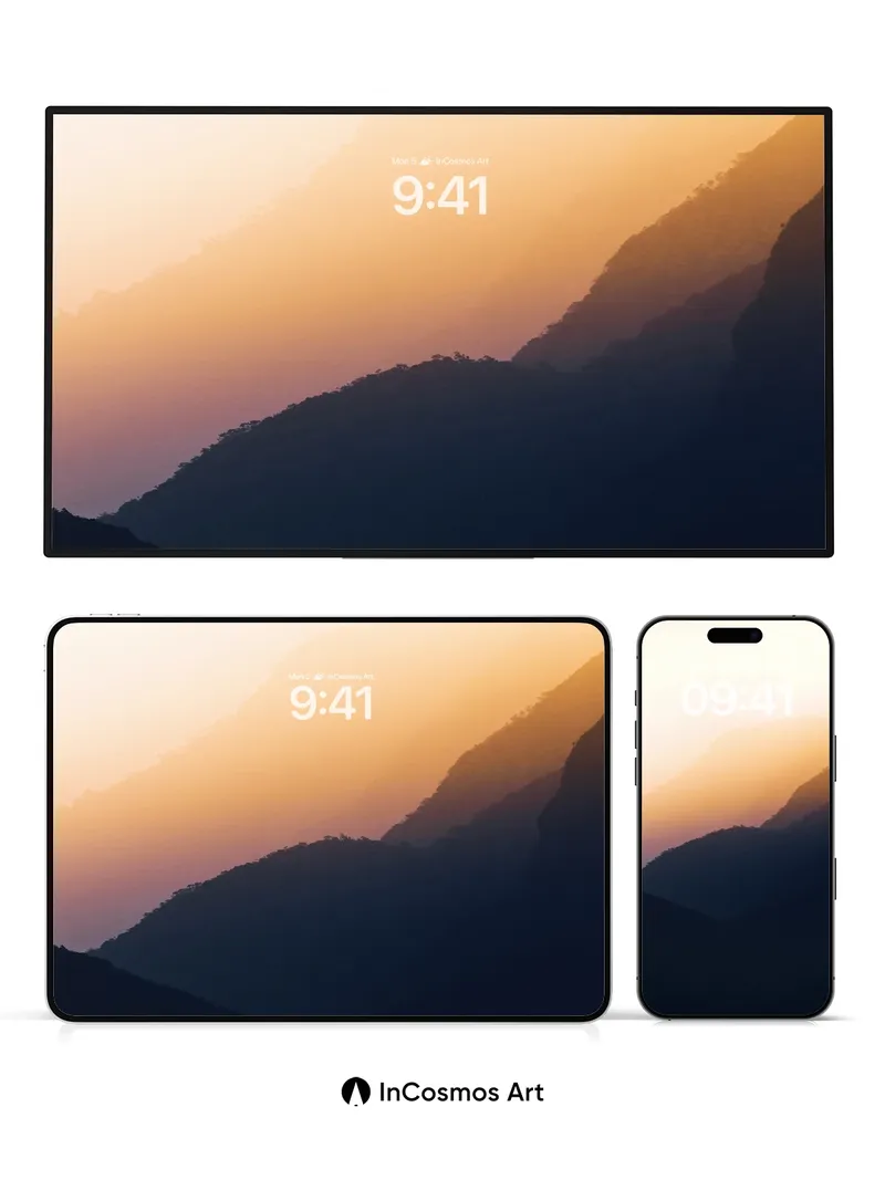 Golden Hush Wallpaper with Mountain Silhouettes