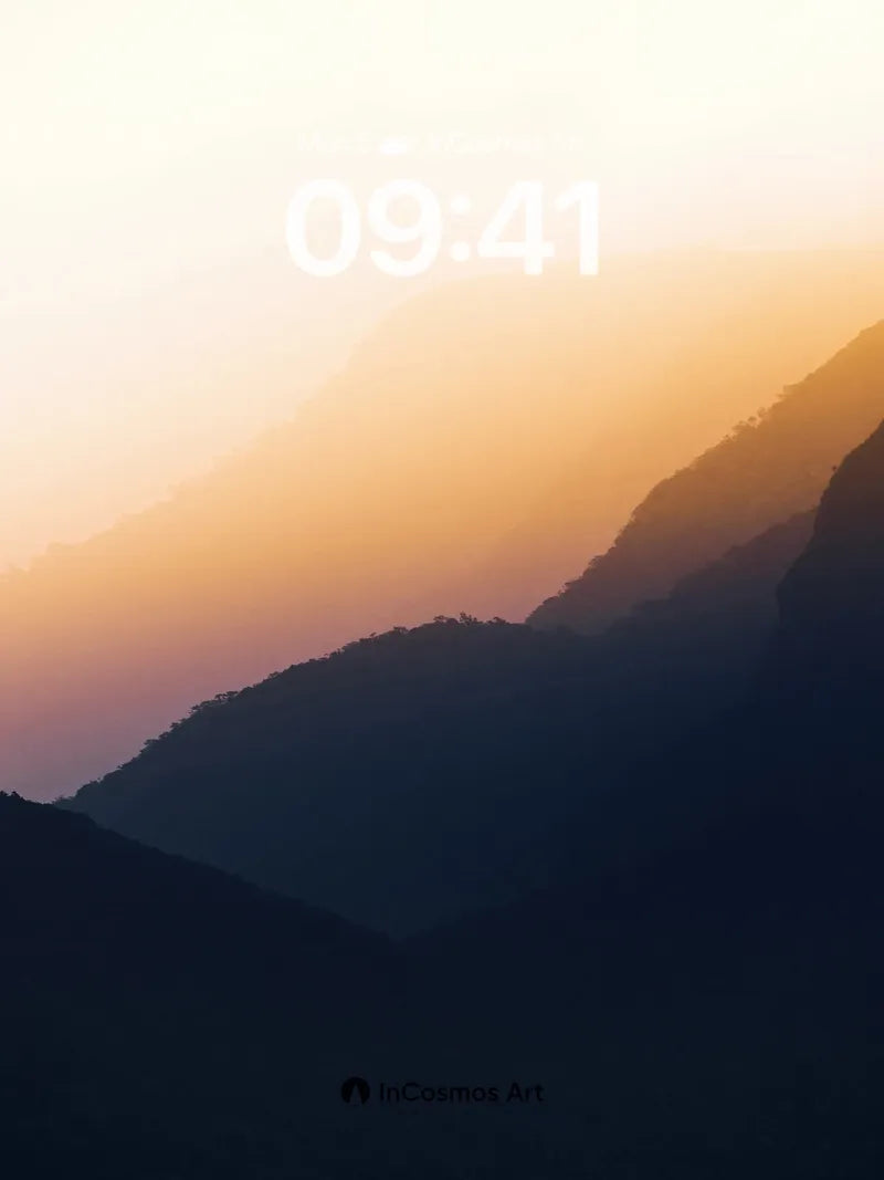 Golden Hush Wallpaper with Mountain Silhouettes