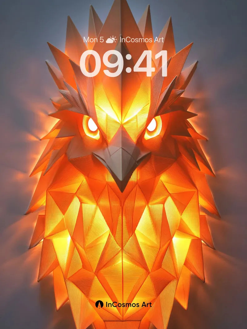 Fiery Origami Owl Wallpaper with Glowing Eyes wallpaper for iPhone, iPad & Mac