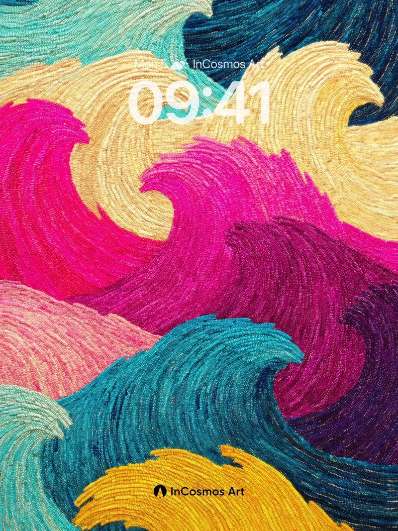 Electric Wave Wallpaper with Embroidered Depth