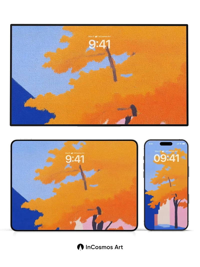 Autumn Hush Wallpaper with Bold Silhouettes