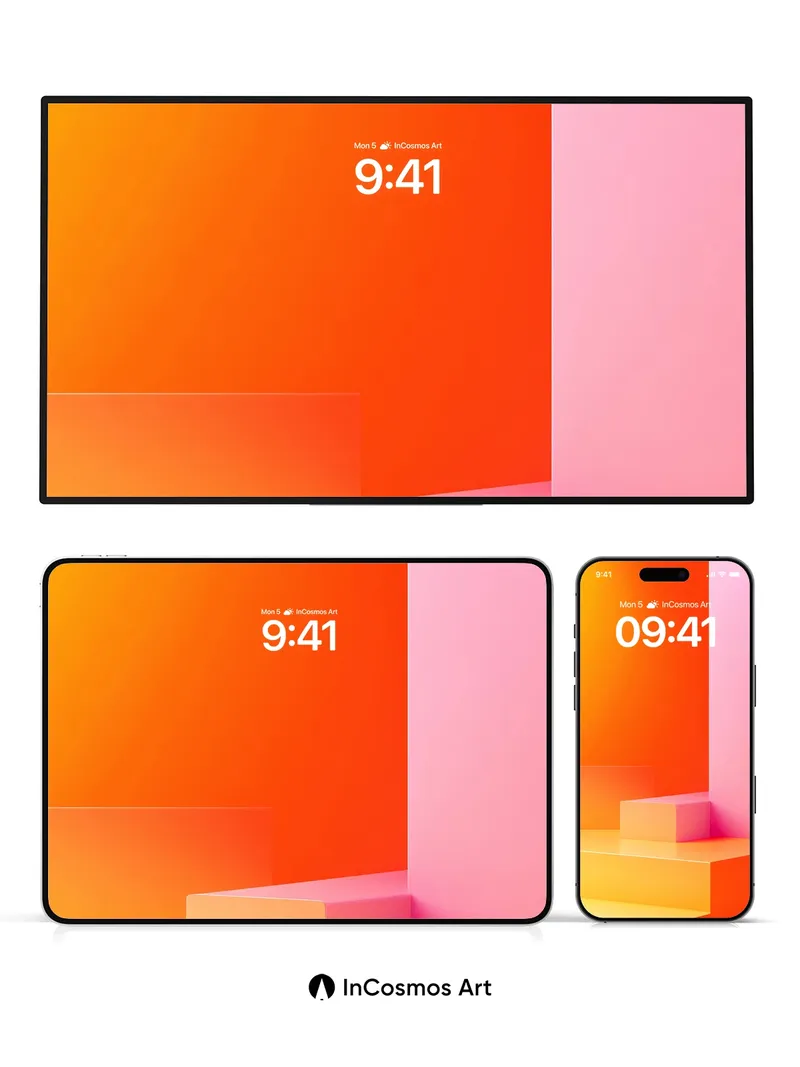 Warmth Gradient Wallpaper with Geometric Steps