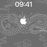 Serene Dragon Scroll Wallpaper with Hidden Apple wallpaper for iPhone, iPad & Mac