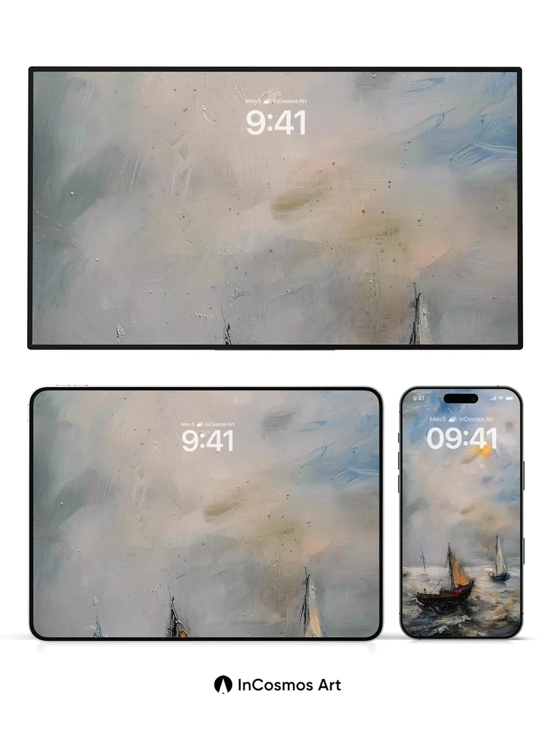 Storm-Lit Sail Wallpaper with Weathered Canvas