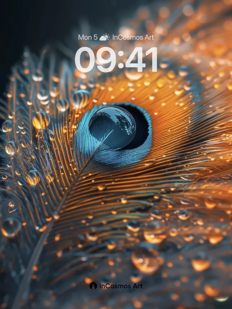 Liquid Eye Wallpaper with Peacock Feathers