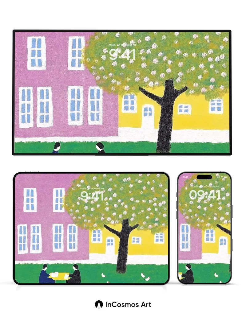 Whispering Tree Wallpaper with Storybook Colors