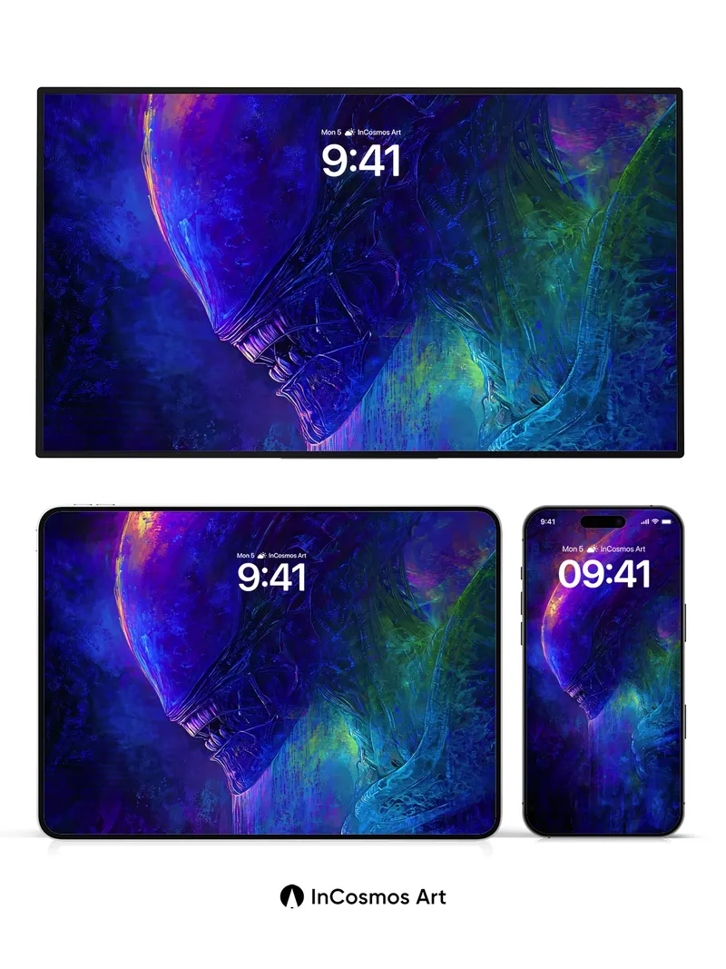 Neon Nightmare Wallpaper with Bioluminescent Decay