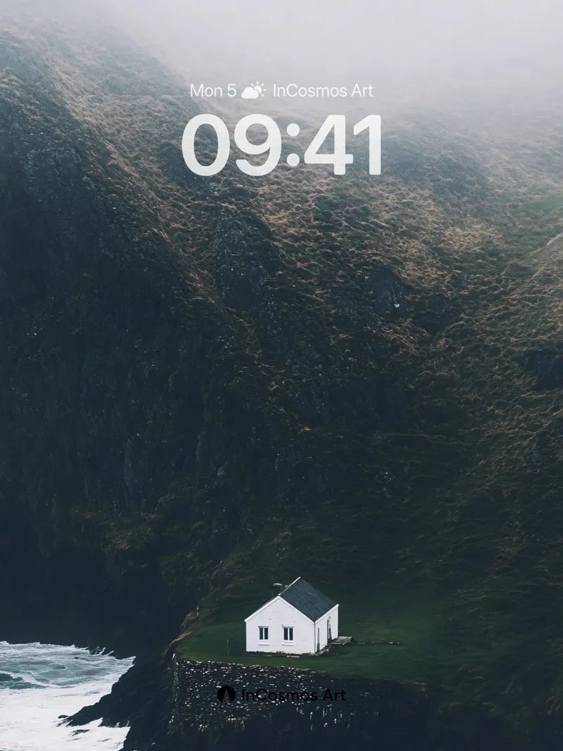 Solitary White House Wallpaper on Cliffs Edge