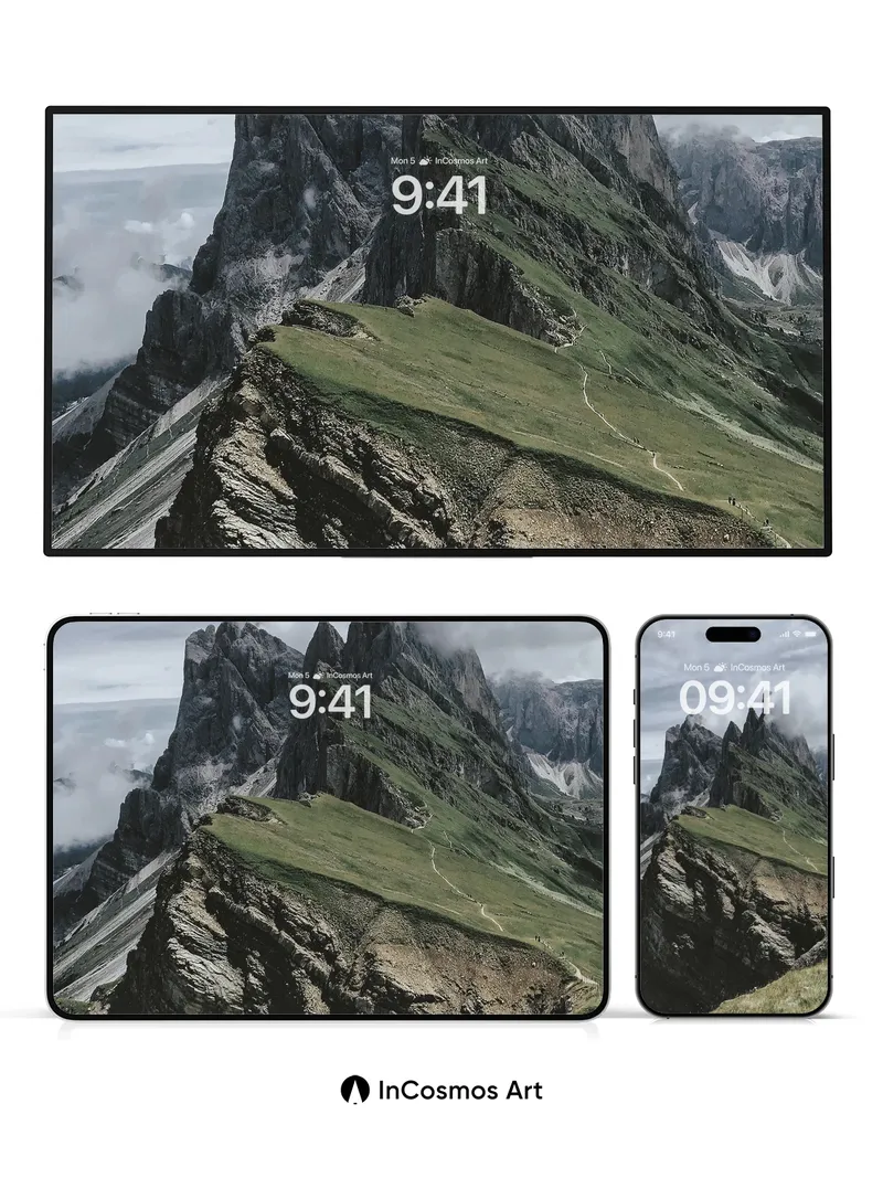 Stone Whisper Wallpaper with Cloud-Climbing Peaks