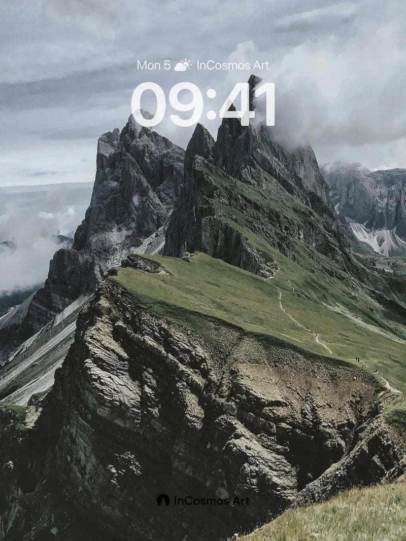 Stone Whisper Wallpaper with Cloud-Climbing Peaks