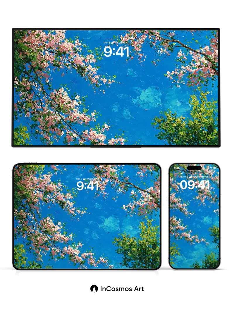 Serene Canopy Wallpaper with Cherry Blossom Sky