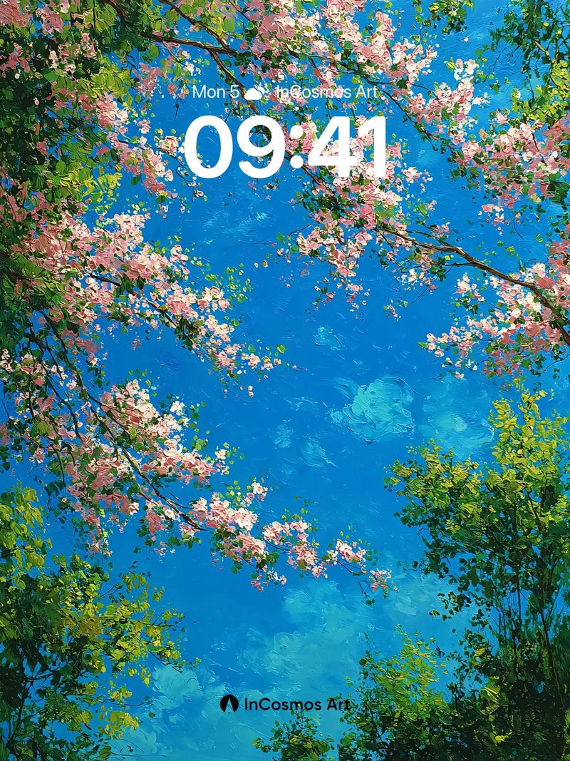 Serene Canopy Wallpaper with Cherry Blossom Sky wallpaper for iPhone, iPad & Mac