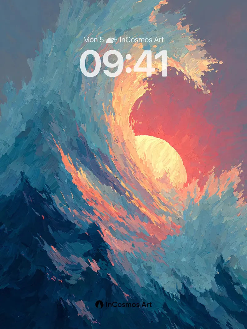 Sunset Wave Wallpaper with Ocean Haze wallpaper for iPhone, iPad & Mac