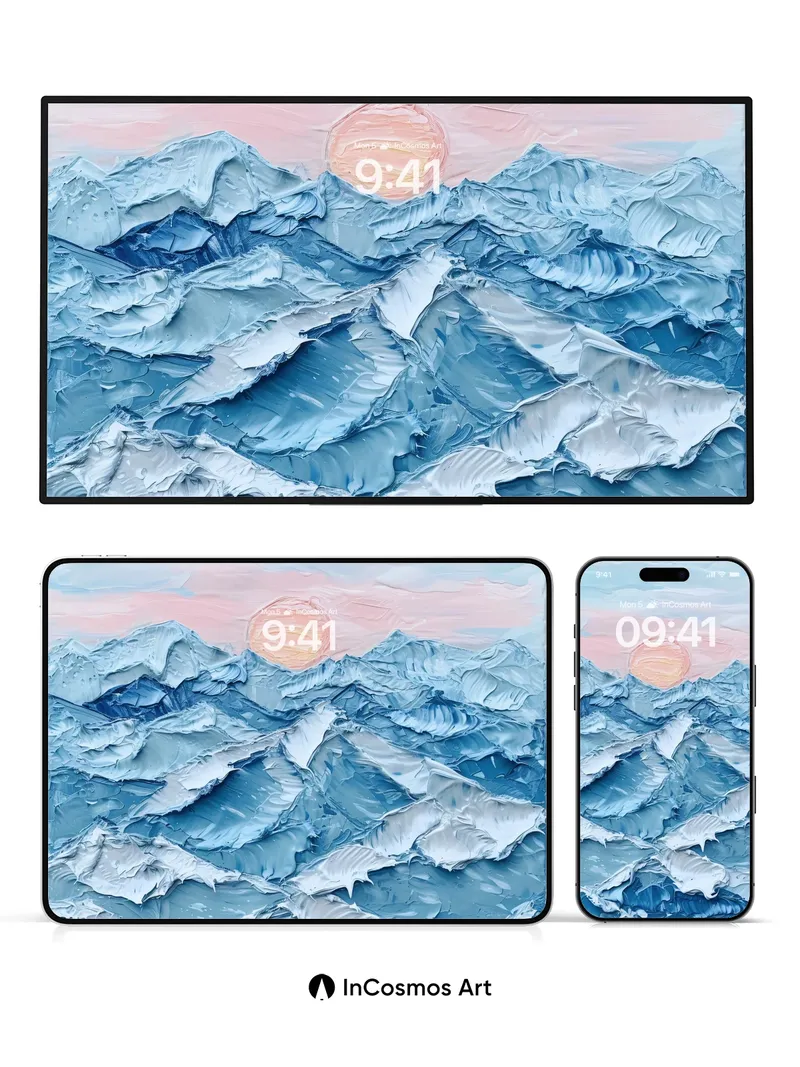 Crisp Dawn Mountain Wallpaper with Textured Peaks