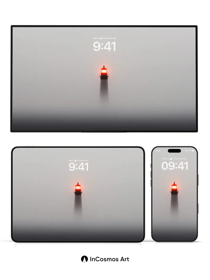 Serenity Beacon Wallpaper in Foggy Stillness