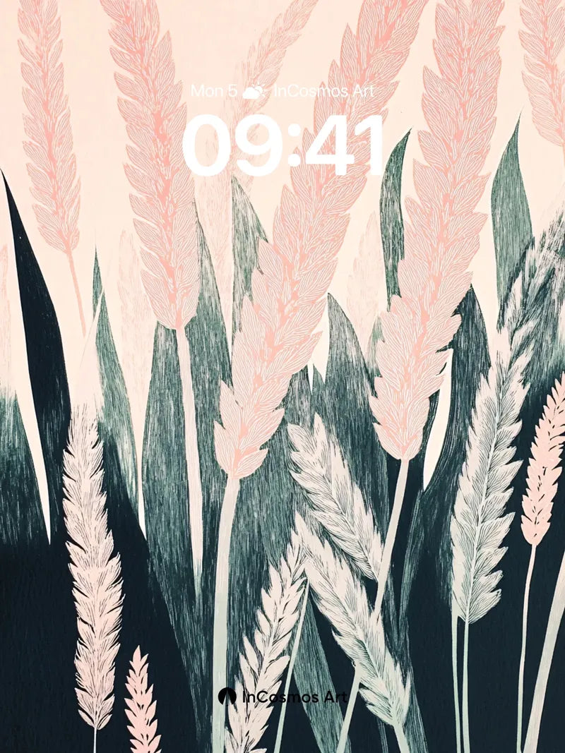 Serenity Grass Wallpaper with Whispering Feathers