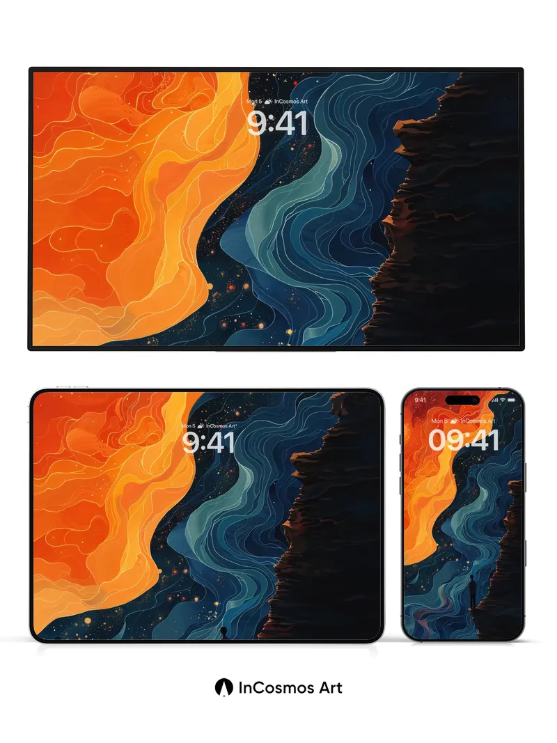 Cosmic Divide Wallpaper with Celestial Tides