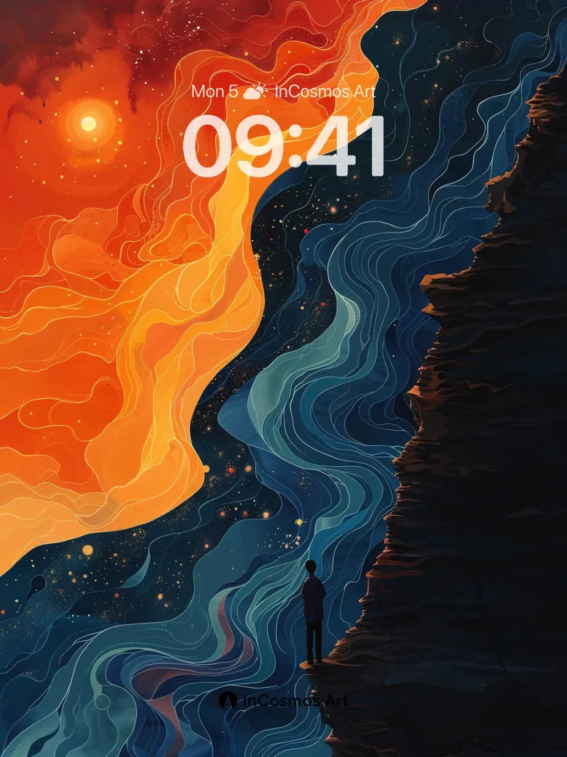 Cosmic Divide Wallpaper with Celestial Tides