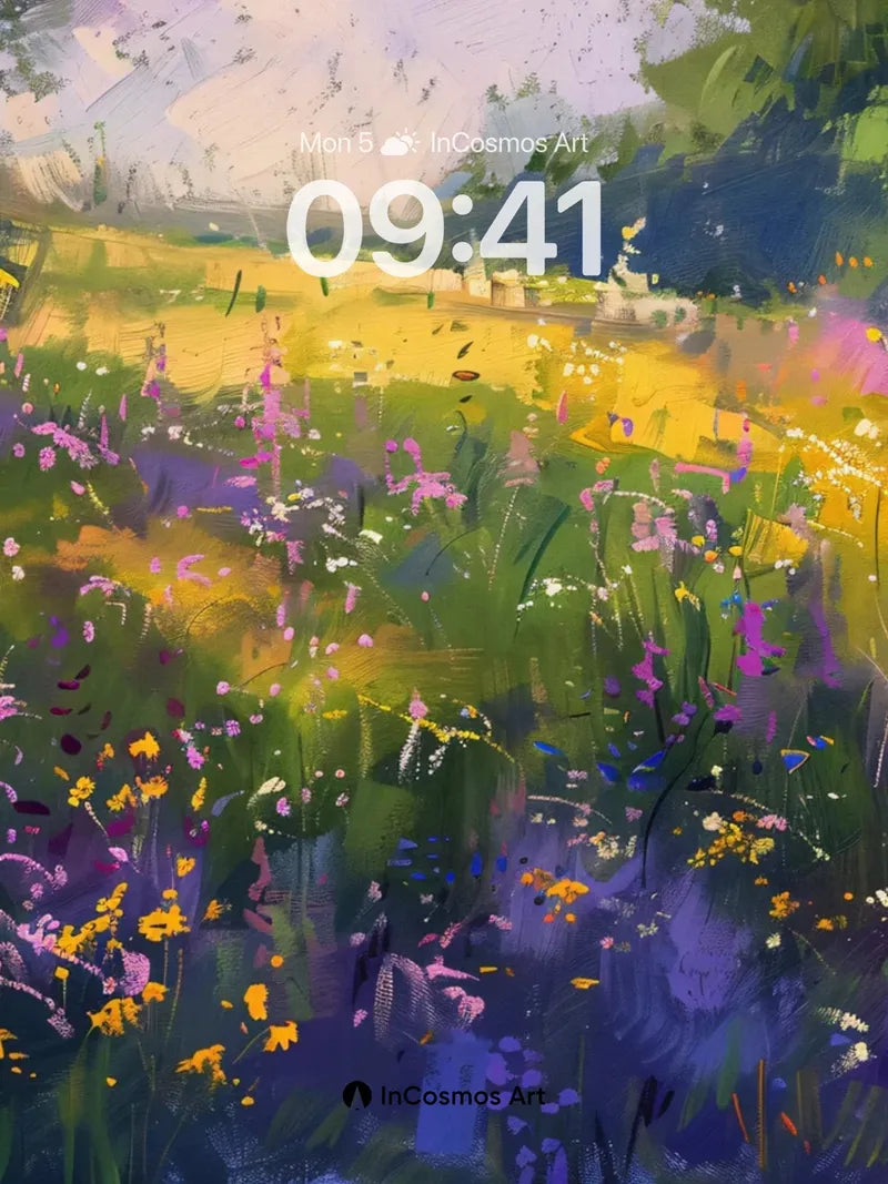 Whispering Meadow Wallpaper with Sunlit Hues