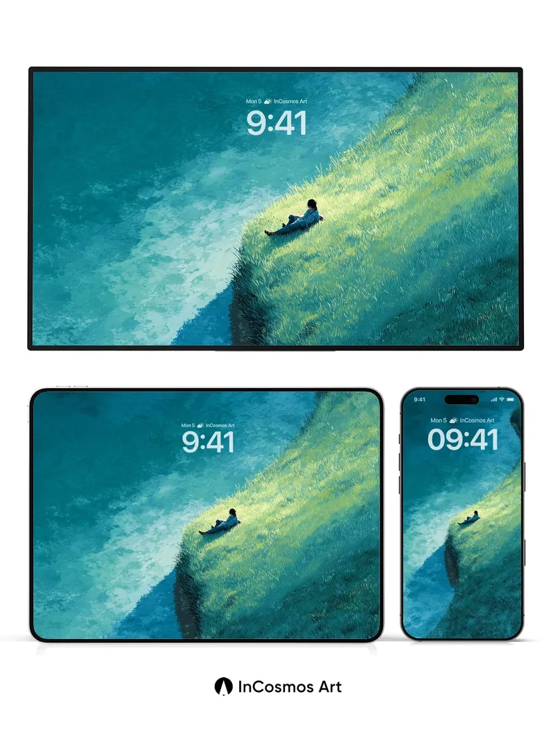 Solitary Cliffside Wallpaper with Whispering Light