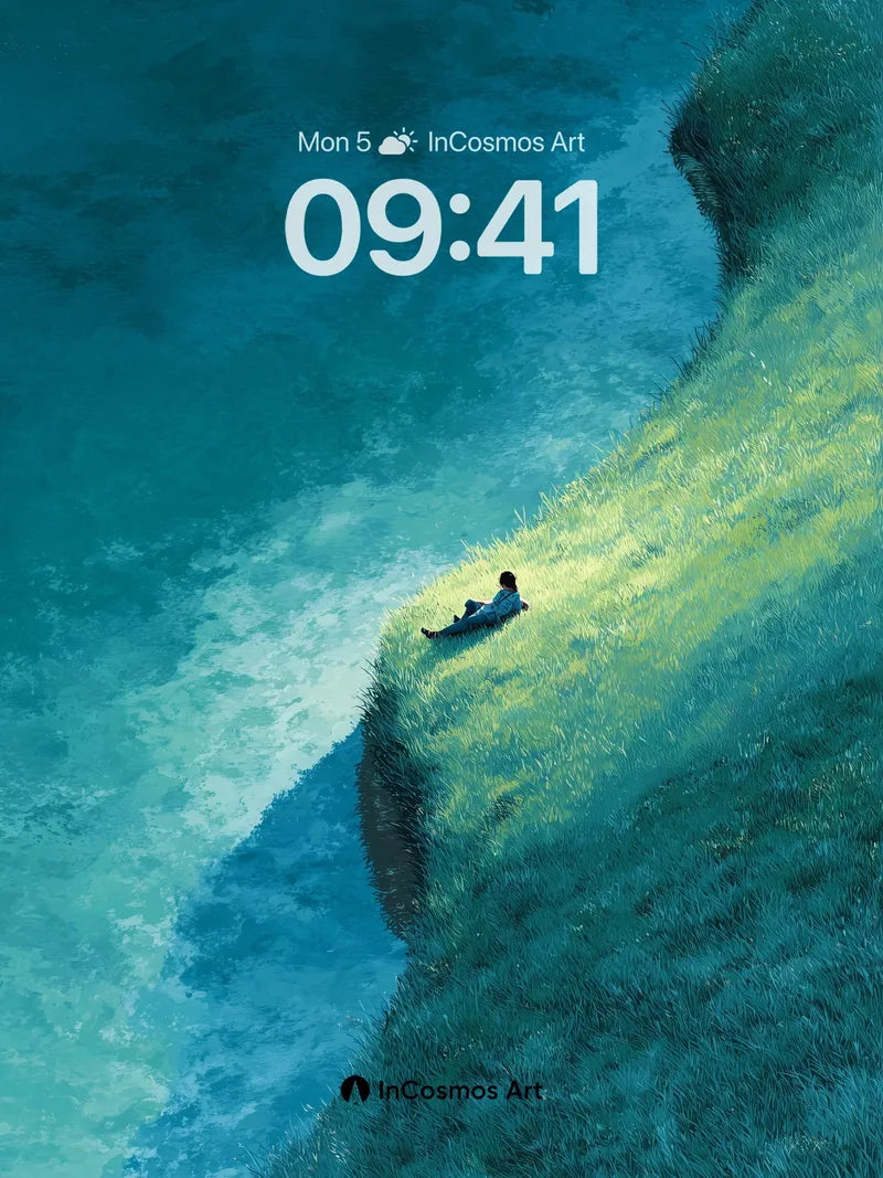 Solitary Cliffside Wallpaper with Whispering Light