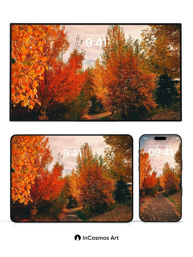 Autumn Hush Wallpaper with Golden Path