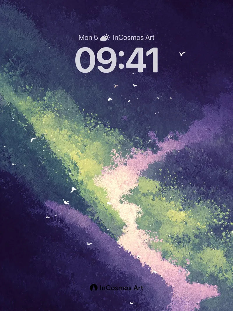 Nocturnal Gradient Wallpaper with Bird Silhouettes wallpaper for iPhone, iPad & Mac