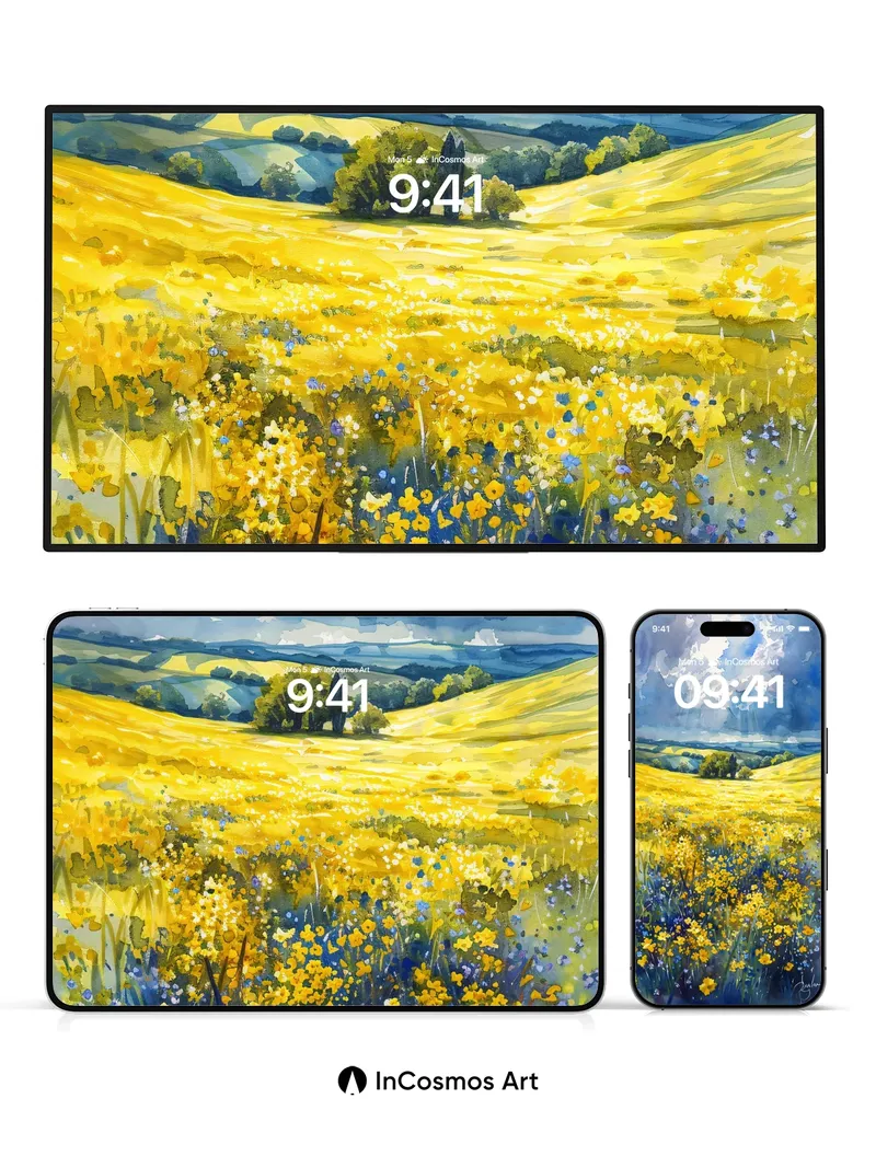 Golden Hush Wallpaper with Storm-Lit Fields