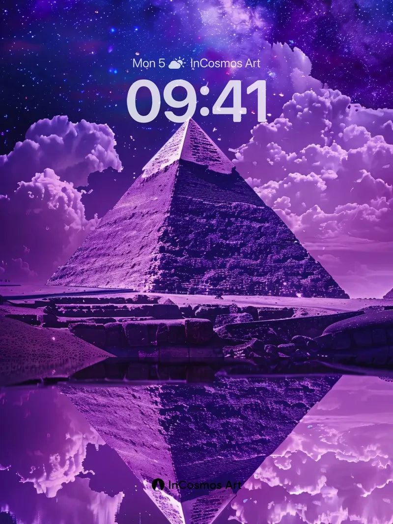 Cosmic Pyramid Wallpaper with Starlit Reflection