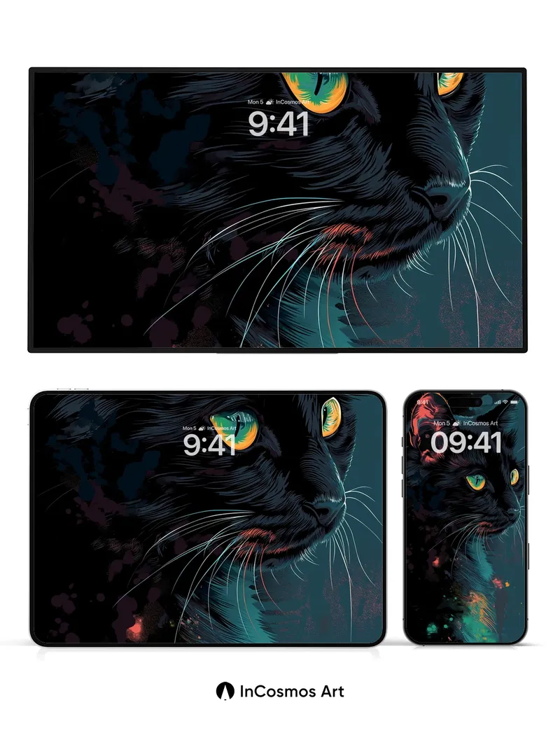 Nocturnal Whisper Wallpaper with Electric Eyes