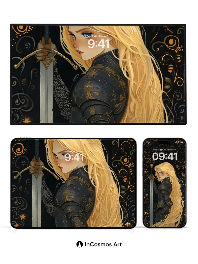 Golden Reverie Wallpaper with Armor and Light