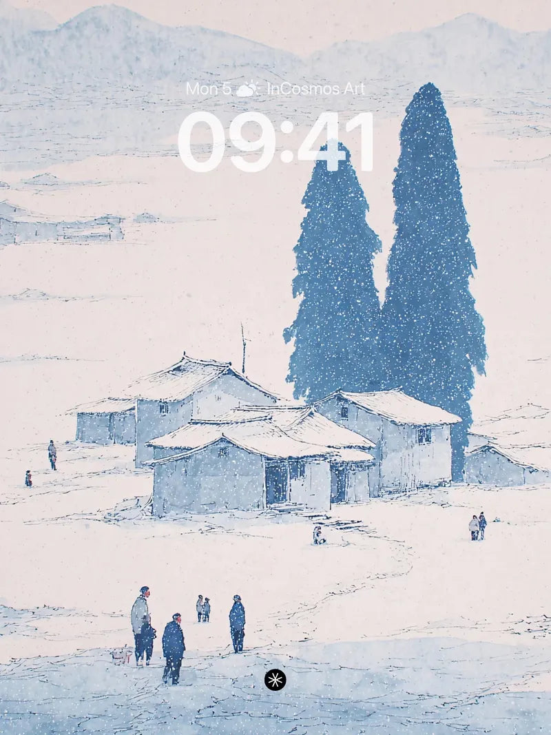 Serene Snowfall Village Wallpaper wallpaper for iPhone, iPad & Mac
