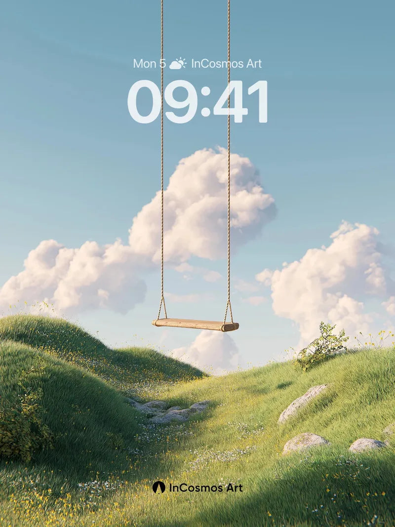 Serenity Swing Wallpaper with Floating Clouds wallpaper for iPhone, iPad & Mac