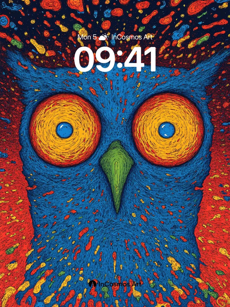 Cosmic Owl Wallpaper with Psychedelic Gaze wallpaper for iPhone, iPad & Mac