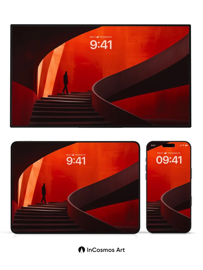 Crimson Echo Wallpaper with Silent Stairway