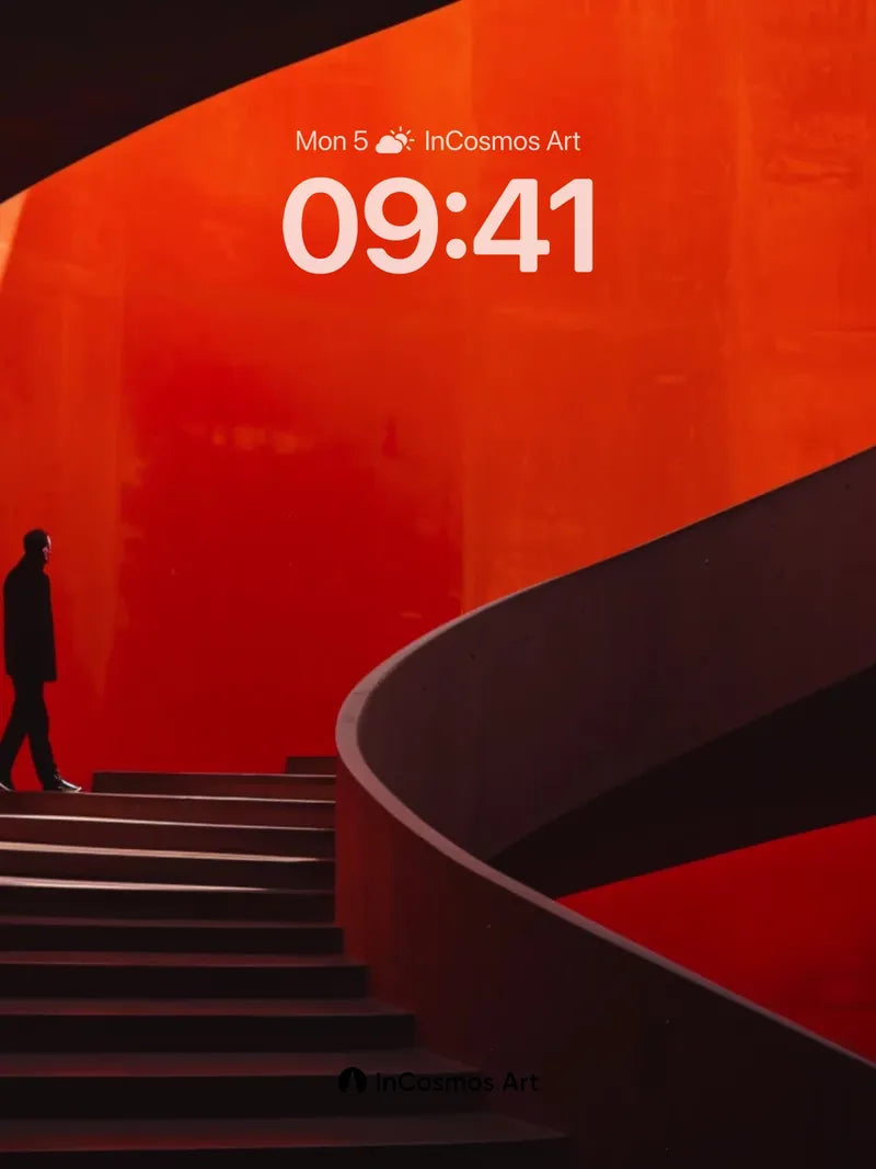 Crimson Echo Wallpaper with Silent Stairway