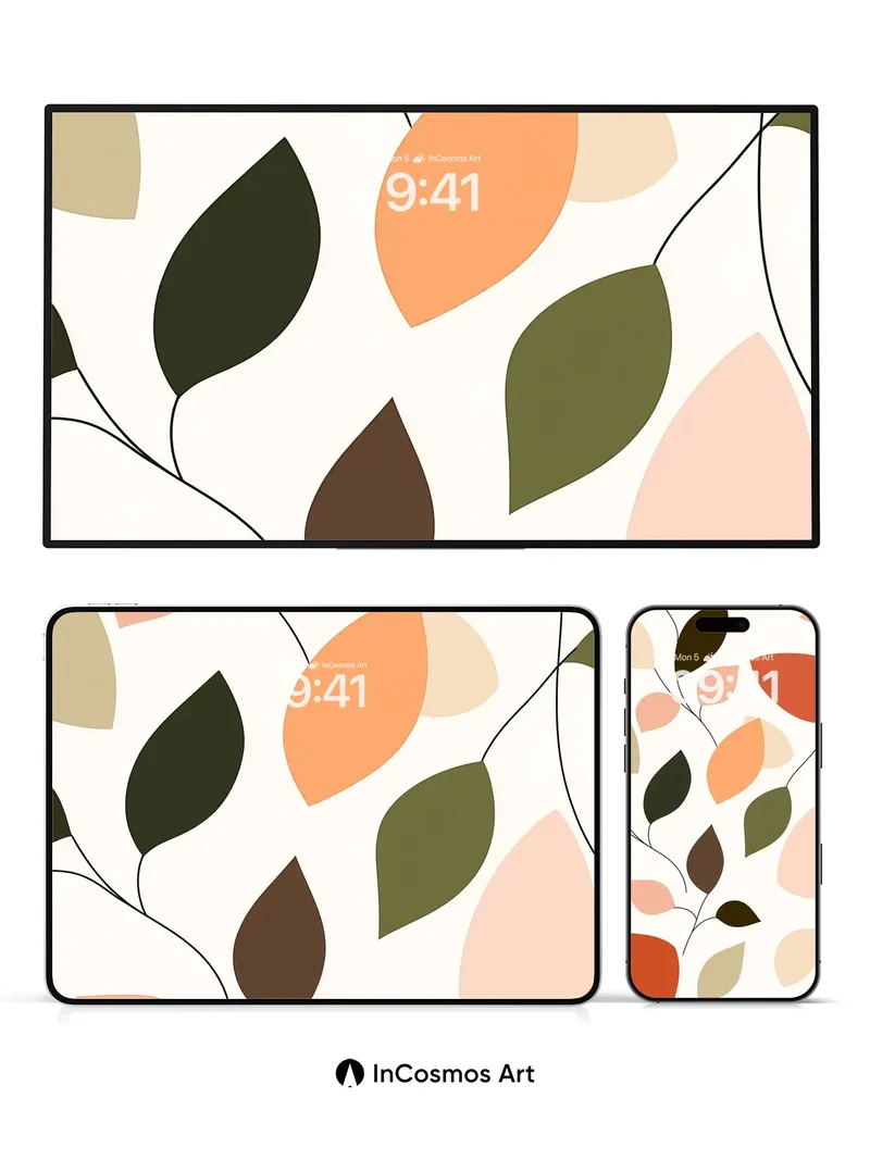 Autumn Whispers Wallpaper with Earth-Toned Leaves