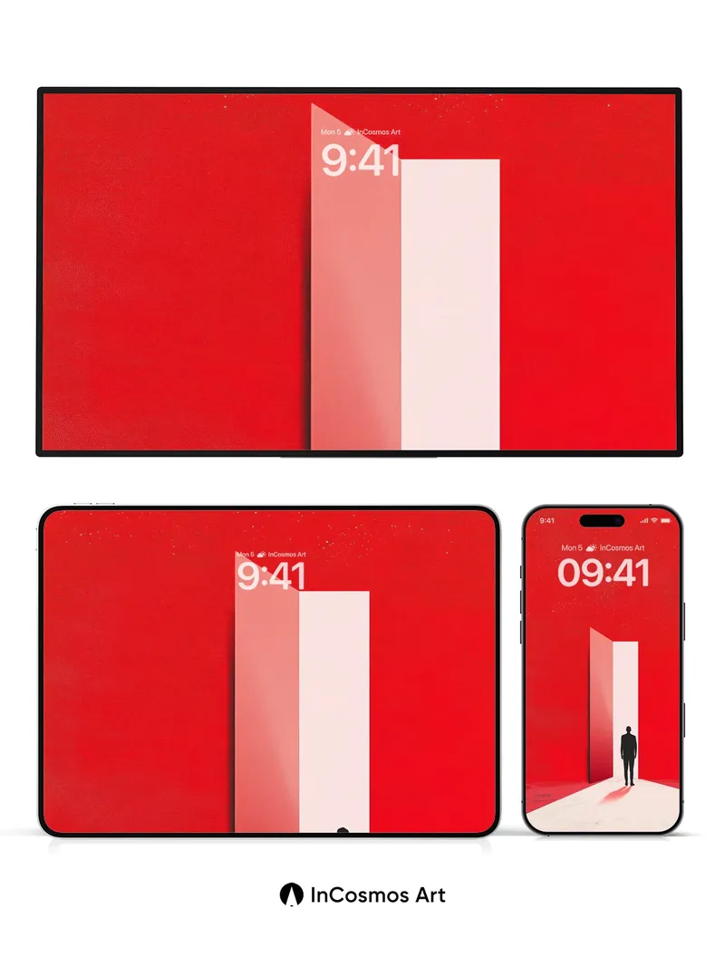 Silhouette Threshold Wallpaper with Crimson Void